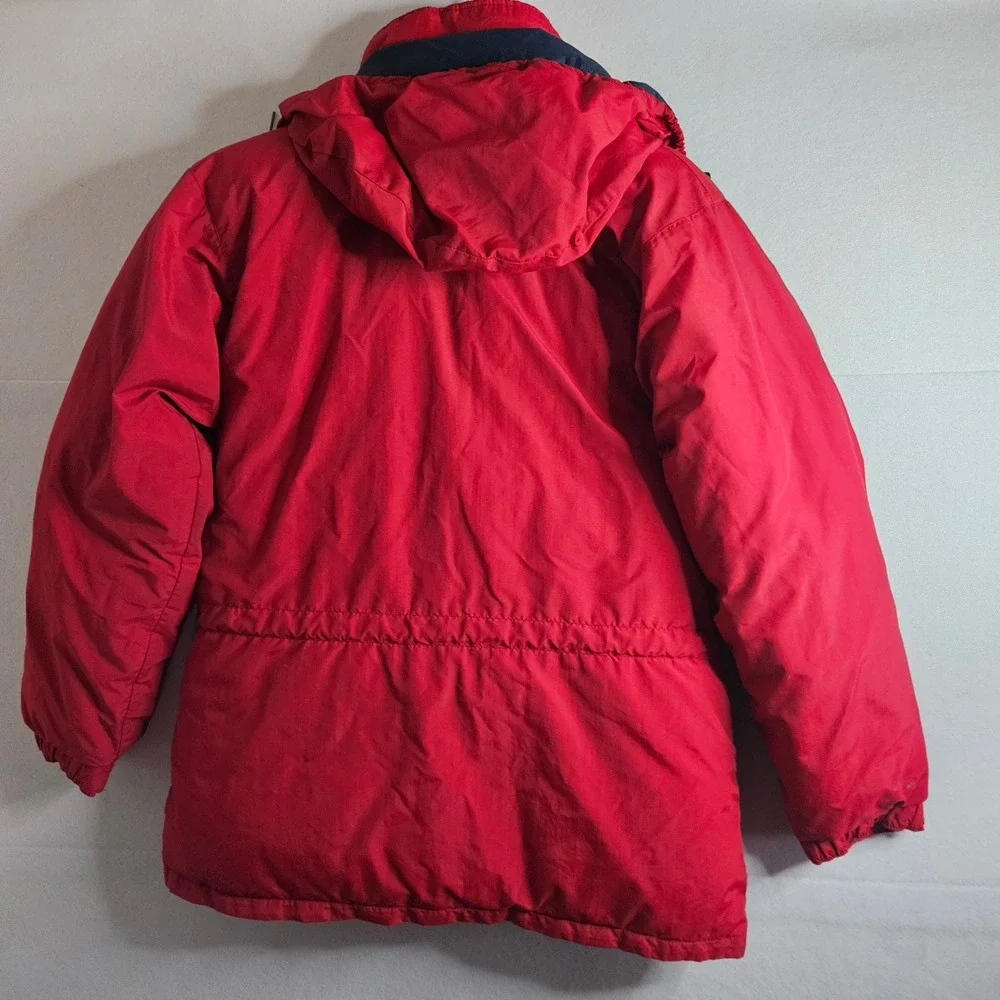 LL Bean Penobscot Parka Jacket Womens Small Red Goose Down Insulated Vintage USA